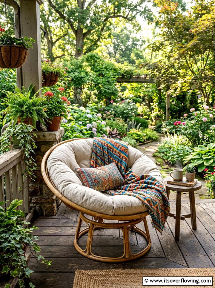 Oversized Wicker Papasan Chair - 25 front porch ideas with wicker furniture