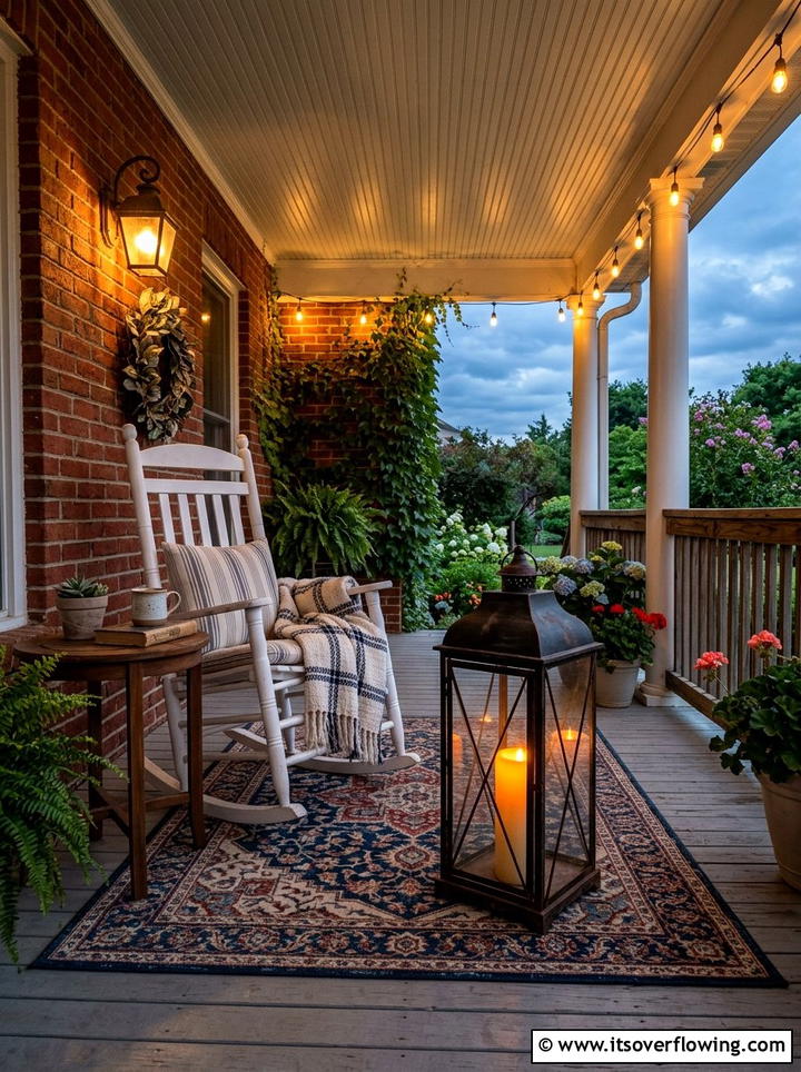 Oversized floor lantern - 25 front porch decor ideas with layered lighting