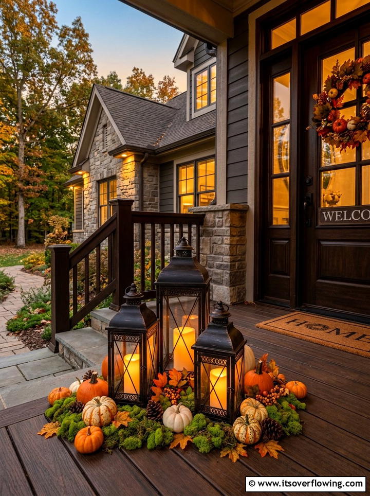Oversized porch lanterns - 25 front porch decor ideas for thanksgiving