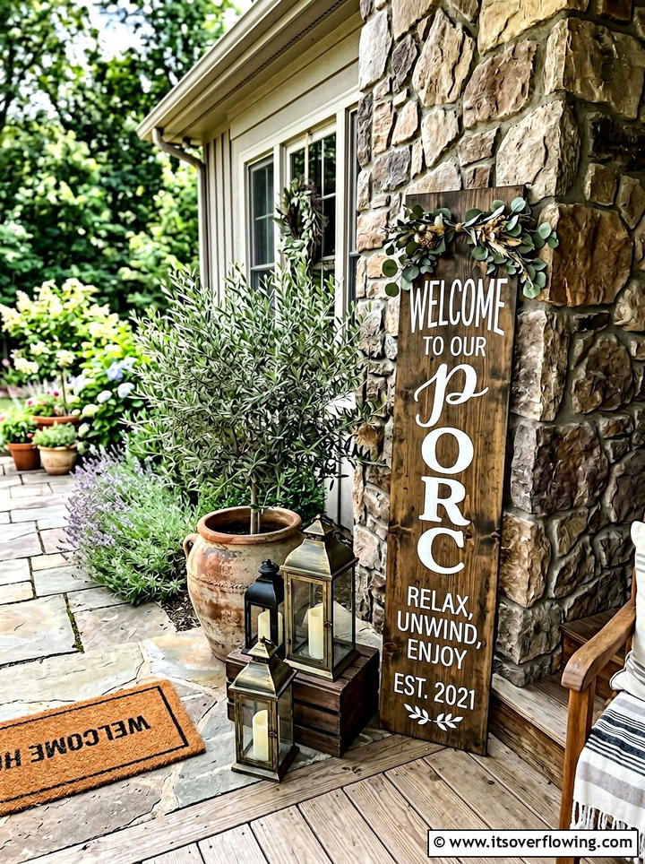 Oversized porch leaning sign - 25 front porch ideas with signs and quotes