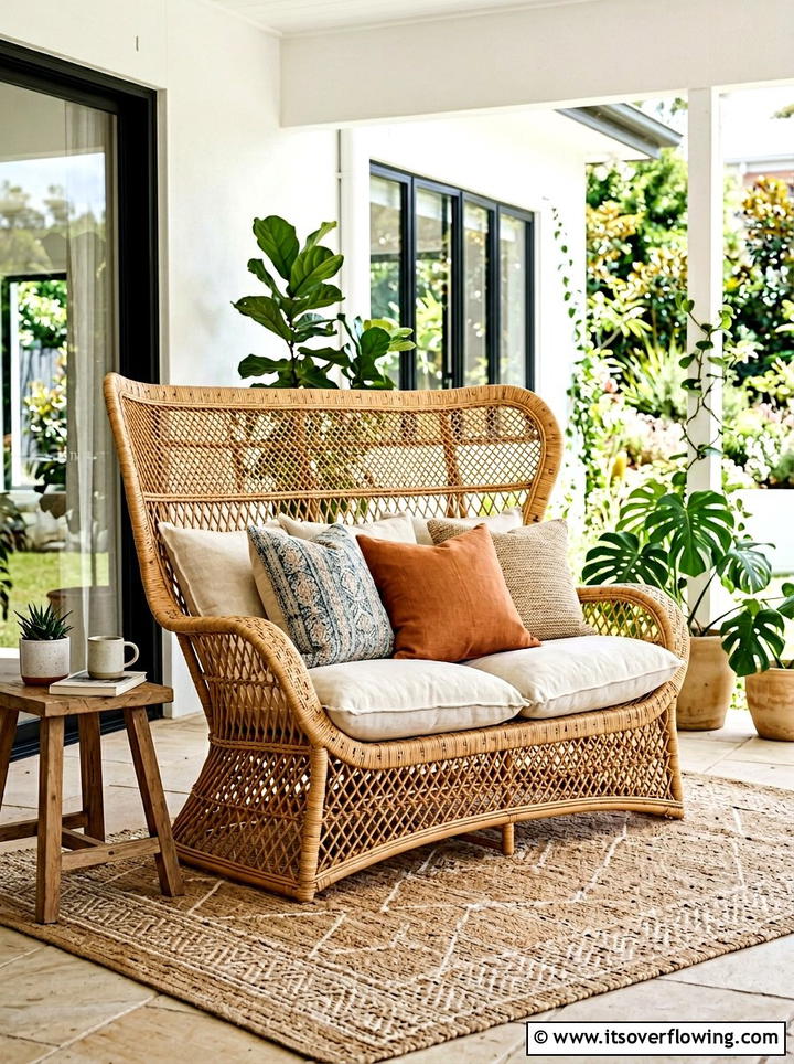 Oversized rattan chair - 25 front porch ideas with rattan furniture