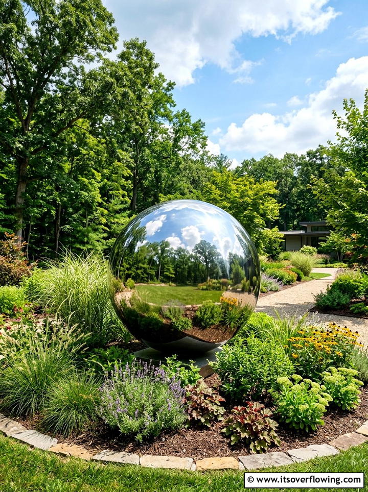 Oversized spherical garden ornament - 25 garden decor ideas with modern accents