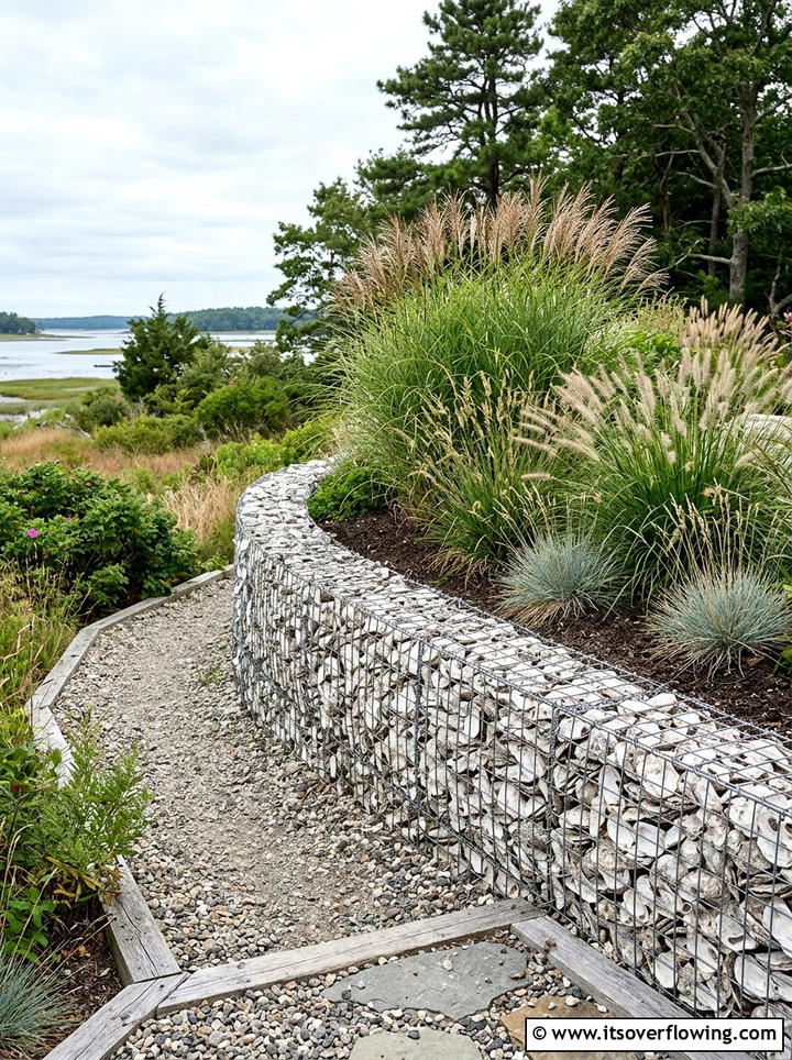 Oyster shell retaining wall - 25 garden decor ideas with shell accents