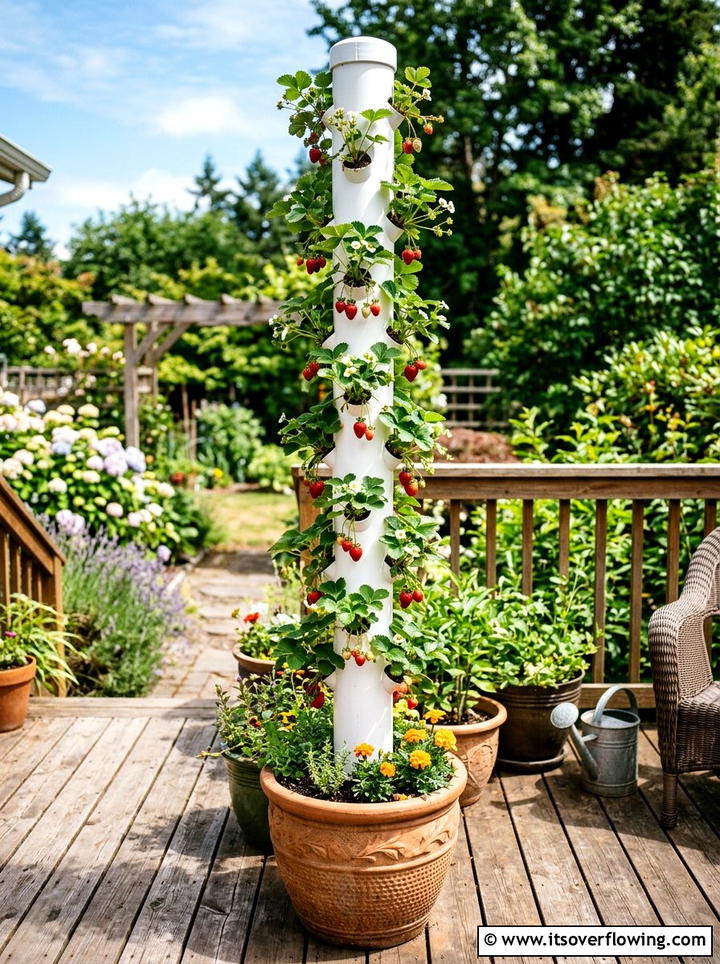 PVC Pipe Planter - 25 cheap garden ideas with vertical gardens