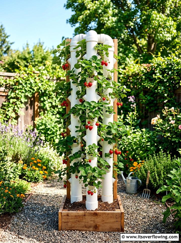 PVC Pipe Strawberry Tower - 25 recycled garden ideas for community spaces