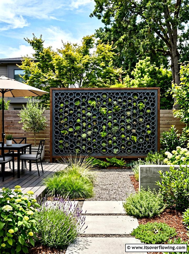PVC Pipe Vertical Wall - 25 upcycled garden ideas with privacy screens
