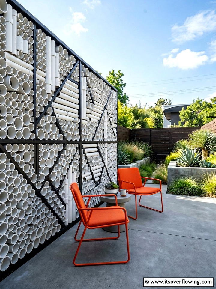 PVC Pipe Wall - 25 reusing old things ideas for privacy screens
