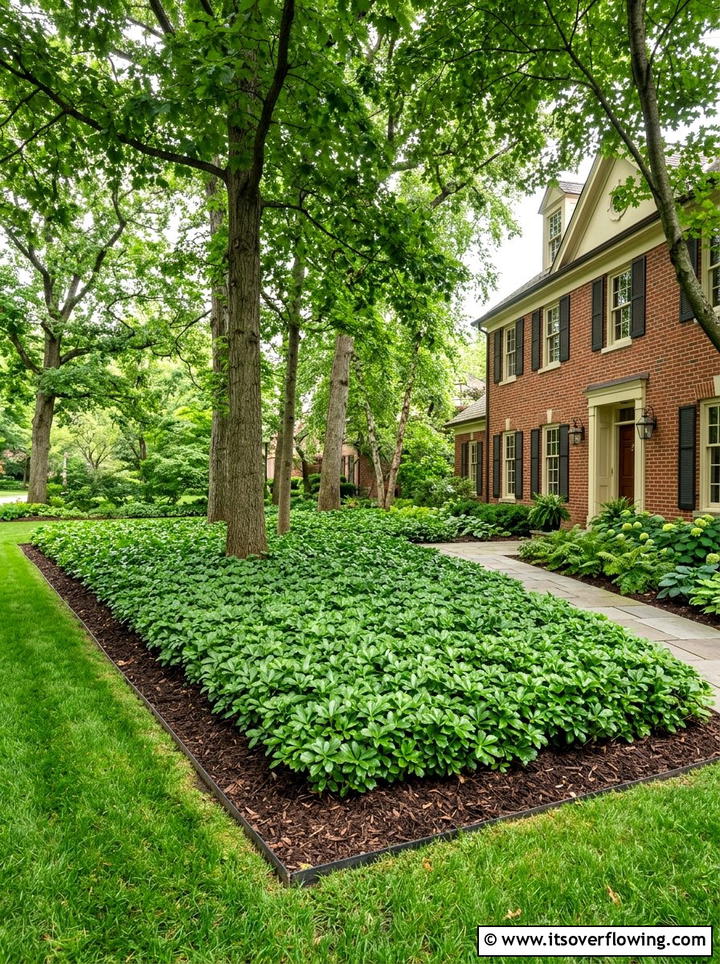 Pachysandra Shade Bed - 25 backyard ideas with ground cover plants