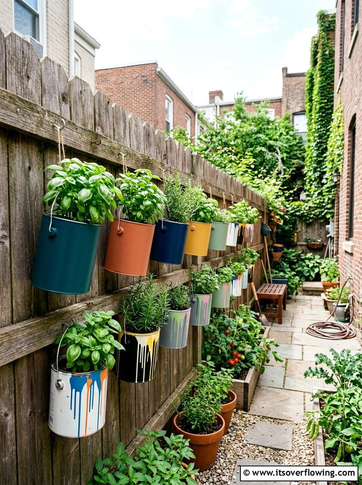 Paint can hanging planter - 25 upcycled garden ideas with hanging planters