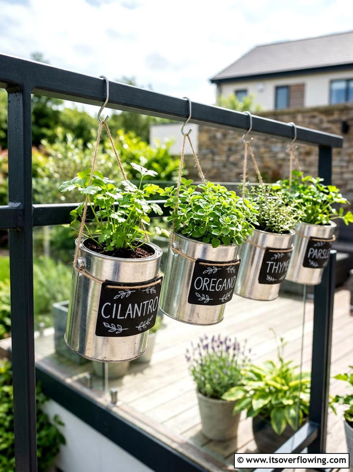 Paint can herb garden - 25 upcycled garden ideas for balconies