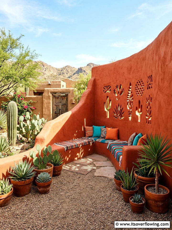 Painted Adobe Walls - 25 garden decor ideas for desert gardens