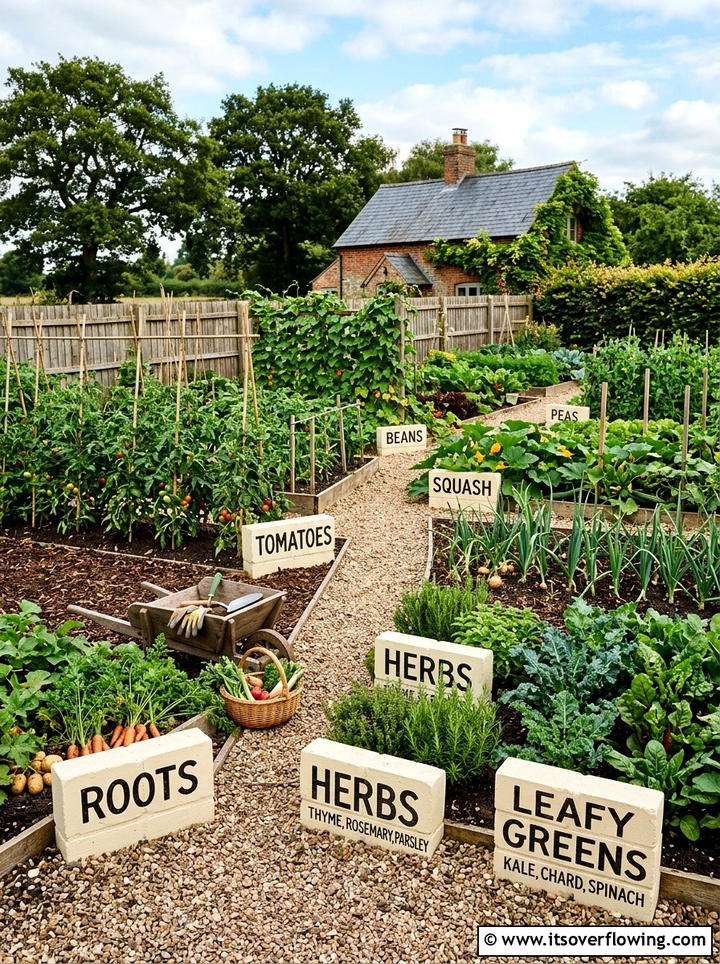 Painted Brick Garden Signage - 25 garden ideas with plant markers