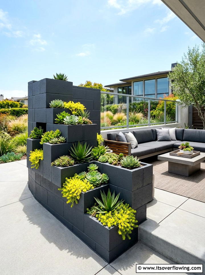 Painted Cinder Block Planter - 25 creative garden ideas on a budget