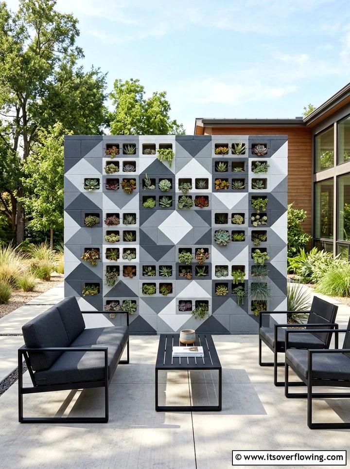 Painted Cinder Block Planter - 25 cheap garden ideas for small spaces