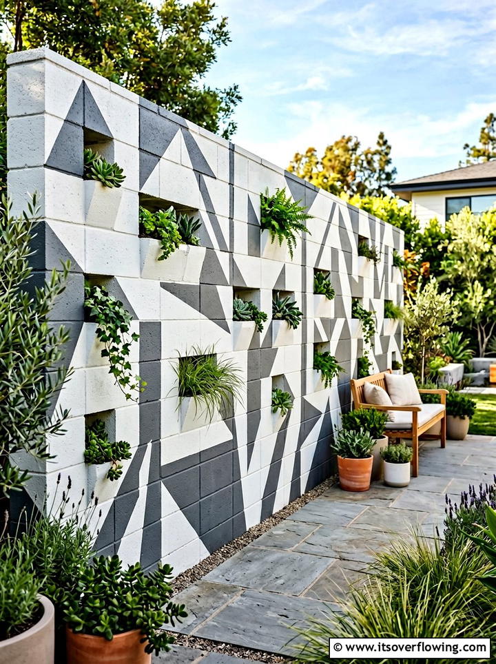 Painted Cinder Block Wall - 25 creative garden ideas diy