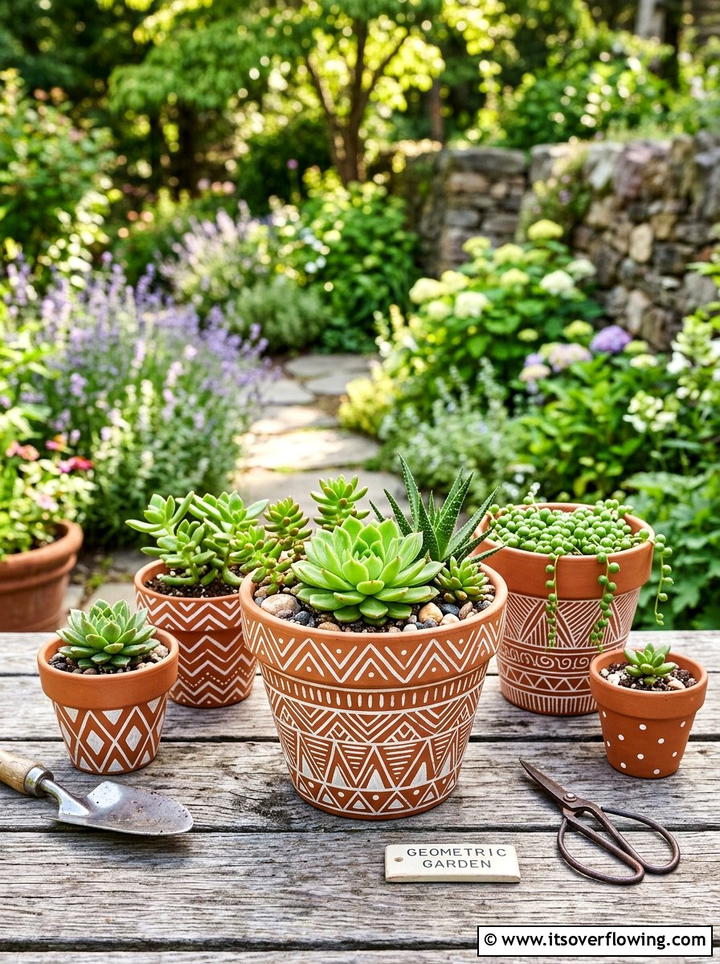 Painted Clay Pot - 25 garden ideas with pots