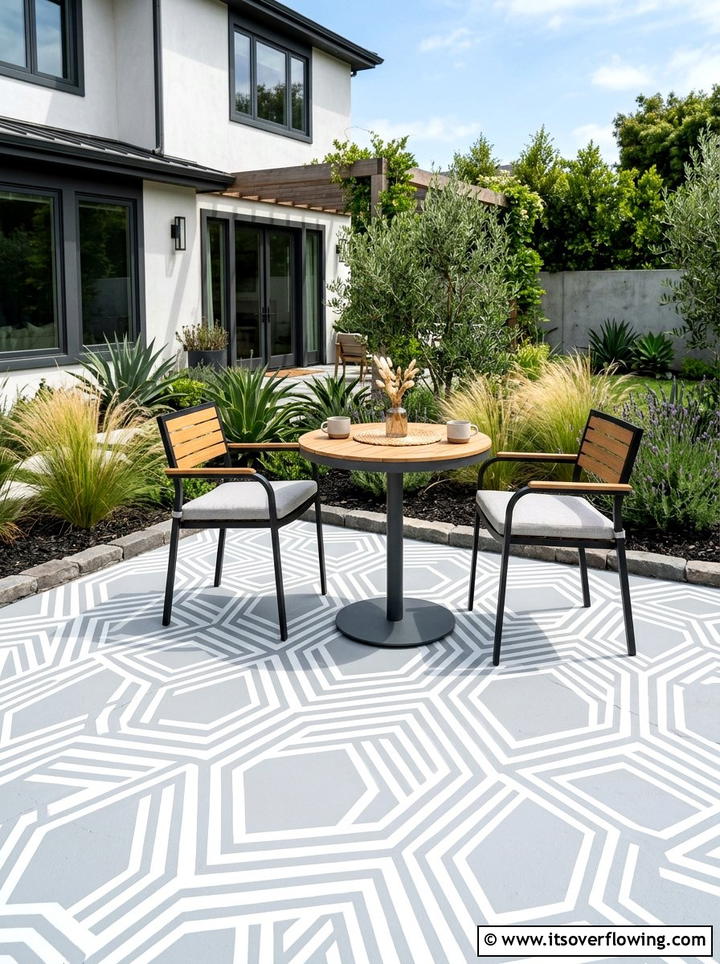 Painted Concrete - 25 backyard ideas on a budget