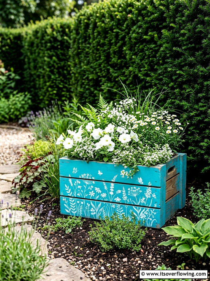 Painted Crate Garden Accent - 25 garden decor ideas with crates