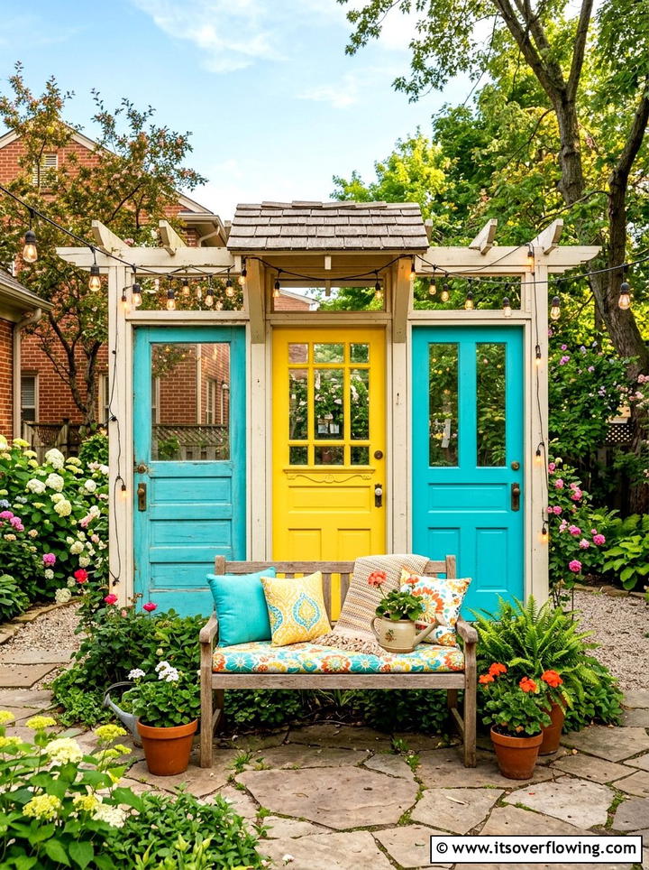 Painted Door Backyard Backdrop - 25 backyard decorating ideas with old door decor