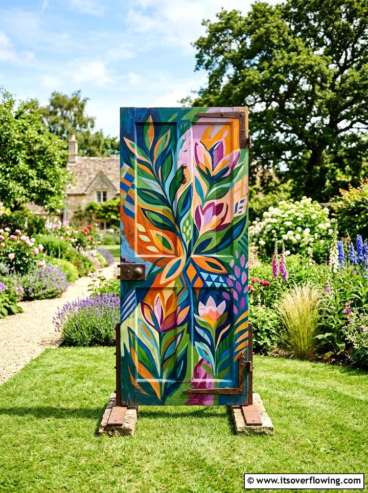 Painted Door Garden Art - 25 backyard decorating ideas with old door decor