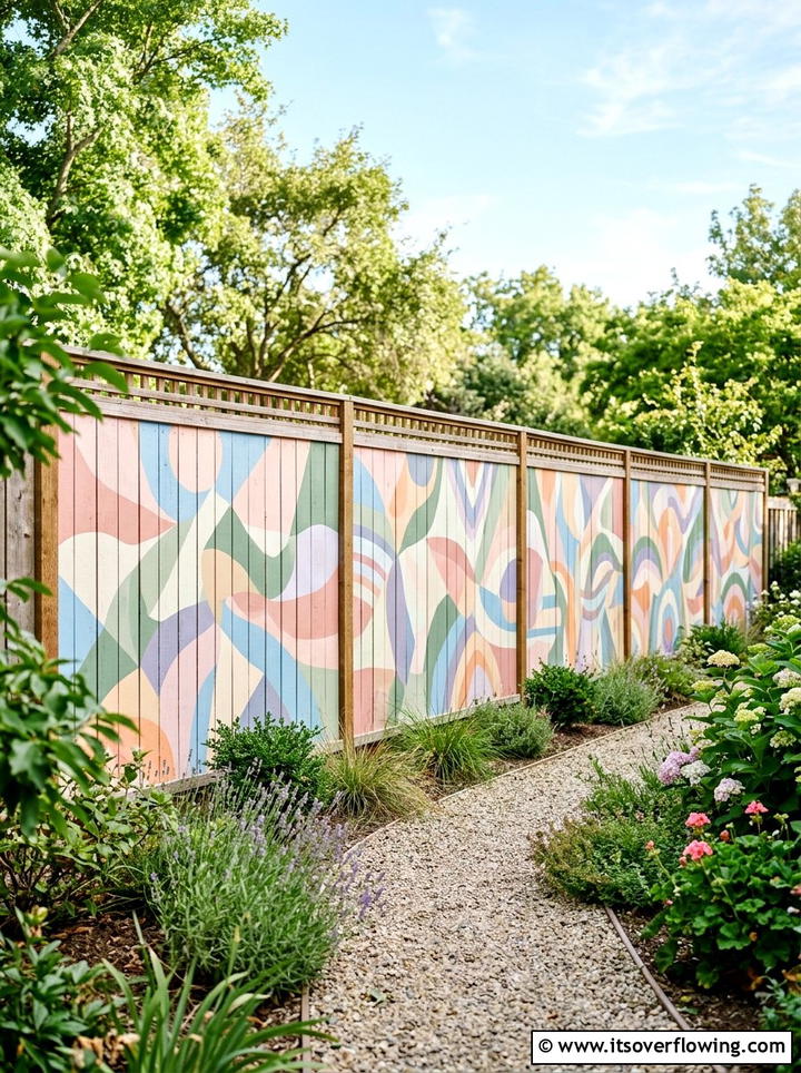 Painted Fence Mural - 25 creative garden ideas for narrow spaces