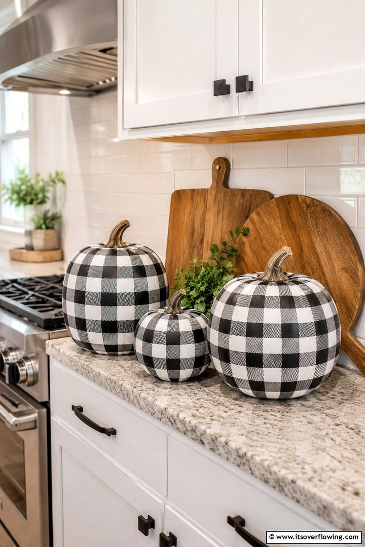 Painted Flannel Pattern Pumpkins - 50 Fall Pumpkin Decor Ideas for Cozy Autumn Homes Today