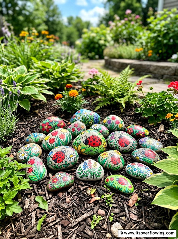 Painted Garden Rocks - 25 garden decor ideas diy