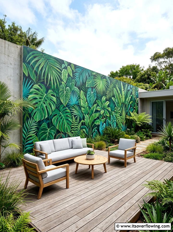 Painted Mural Wall - 25 backyard decorating ideas with wall decor