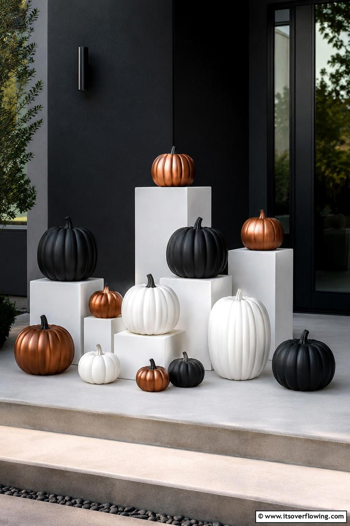 Painted Pumpkin Art Display - 50 Modern Fall Porch Decor Ideas Roundup- Warm Welcomes