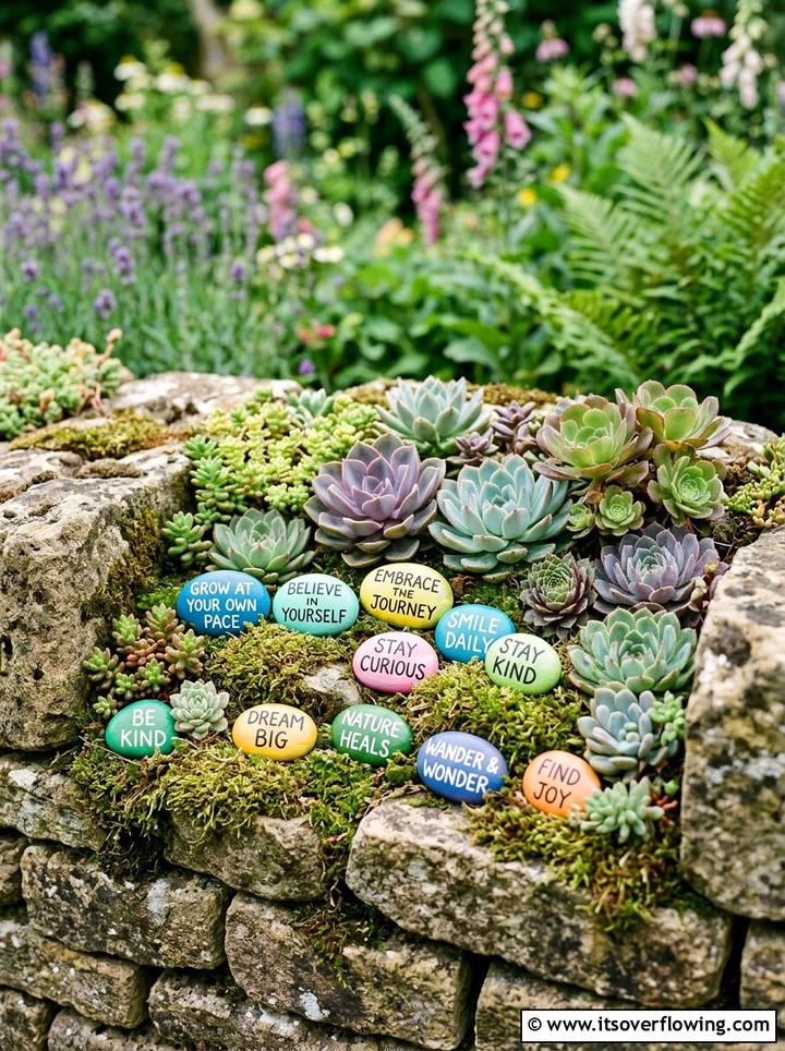 Painted Quote Pebbles - 25 creative garden ideas with quote stones
