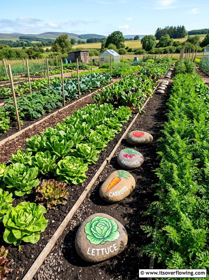 Painted River Rocks - 25 recycled garden ideas with garden markers