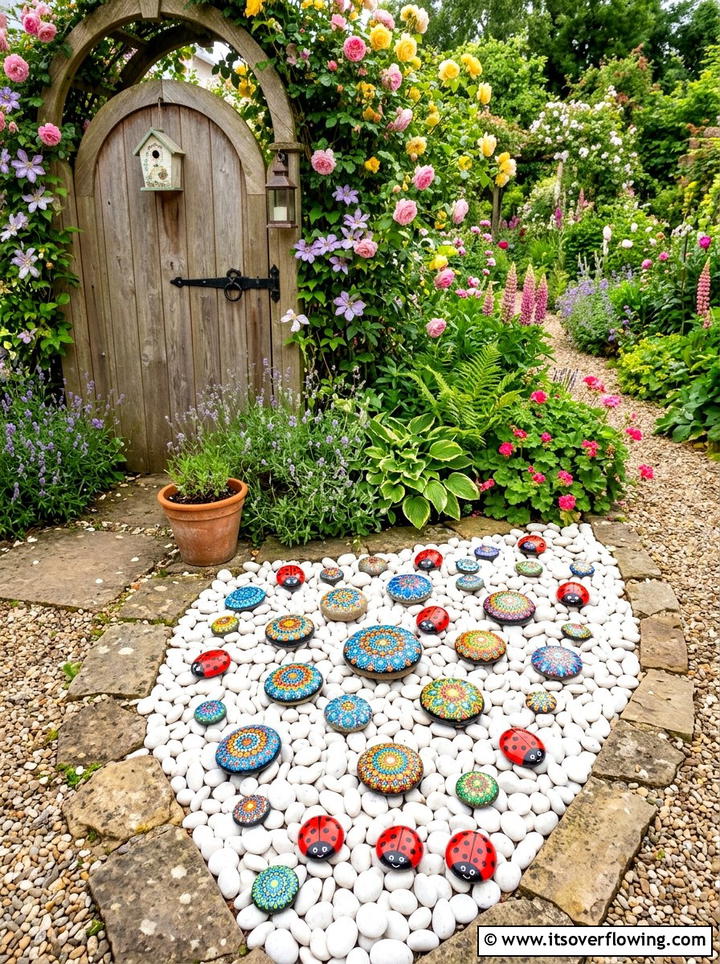 Painted Rock Garden - 25 garden ideas with low cost materials