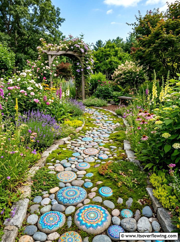 Painted Rock Walkway - 25 upcycled garden ideas with pathway markers