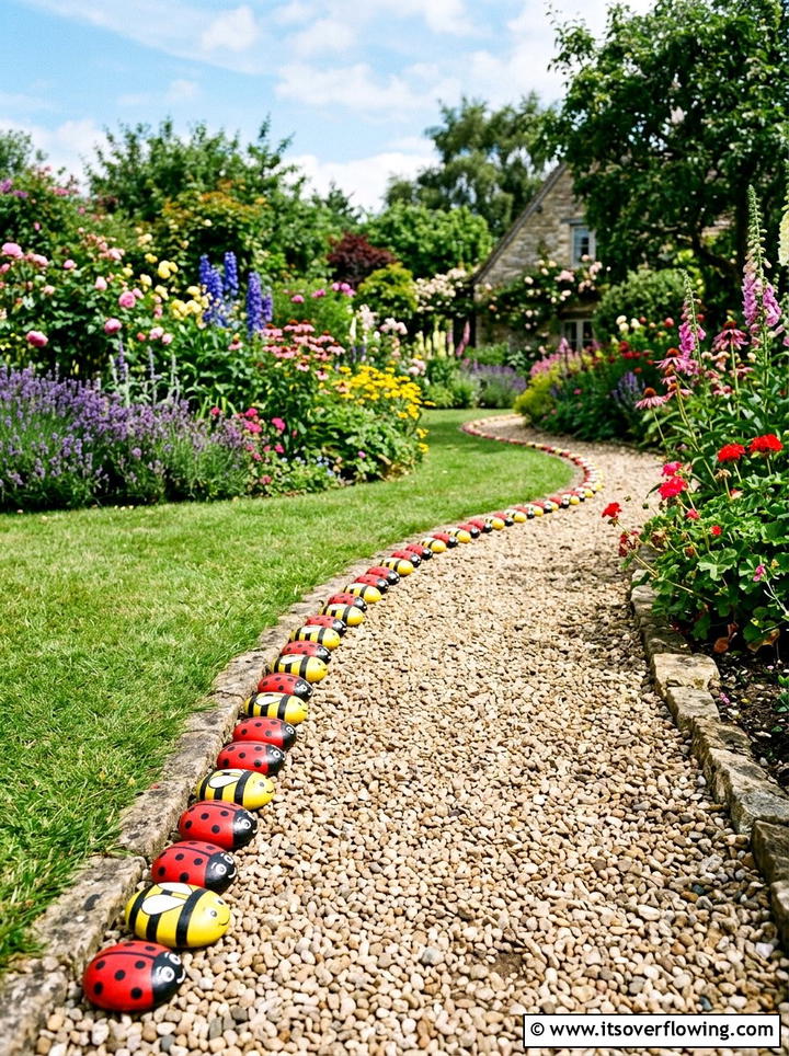 Painted Stone Pathway Accent - 25 recycled garden ideas for kids