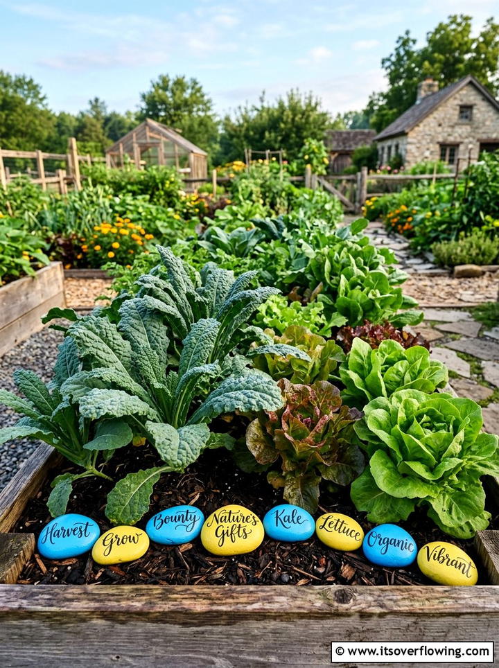 Painted Stone Plant Labels - 25 garden ideas with plant markers