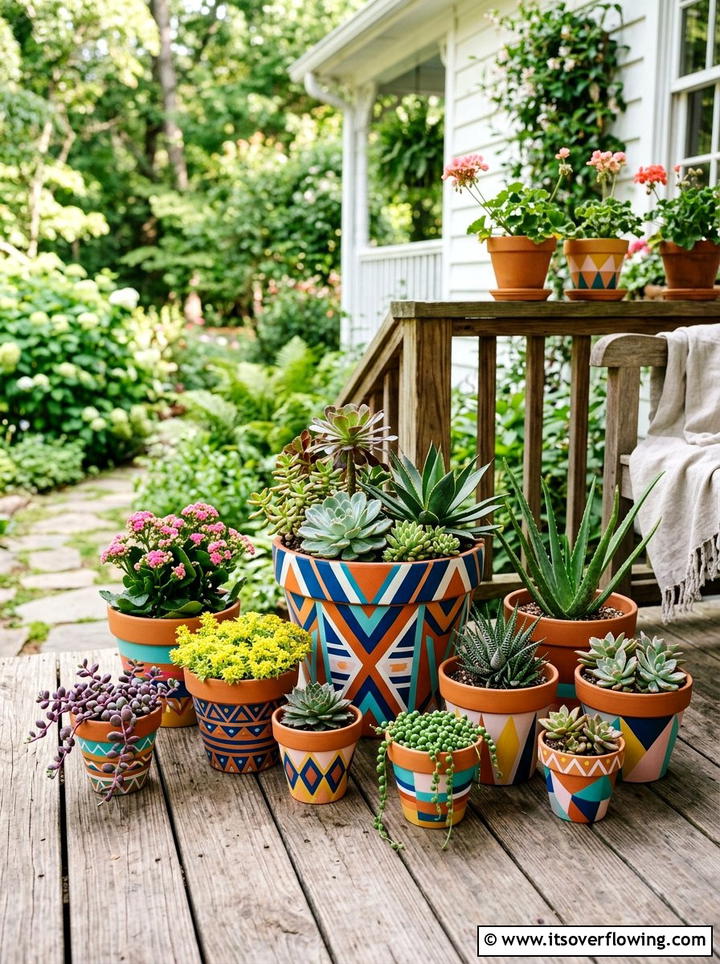 Painted Terra Cotta Pot - 25 garden decor ideas on a budget