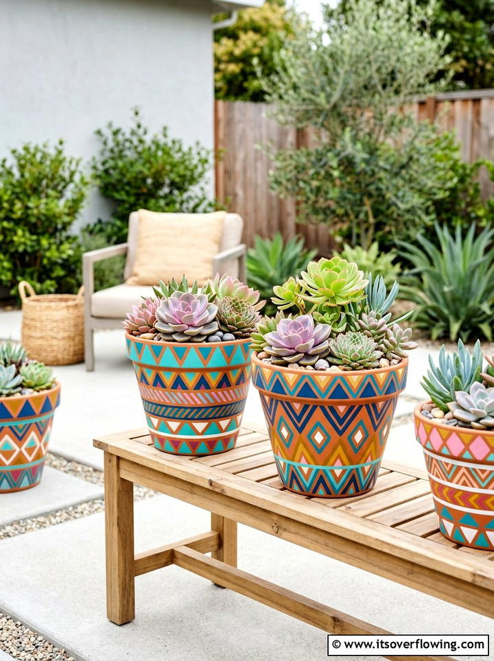 Painted Terra Cotta Pots - 25 garden decor ideas diy