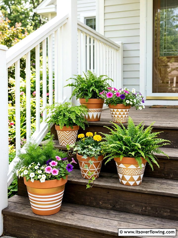 Painted Terra Cotta Pots - 25 cheap garden ideas for backyard