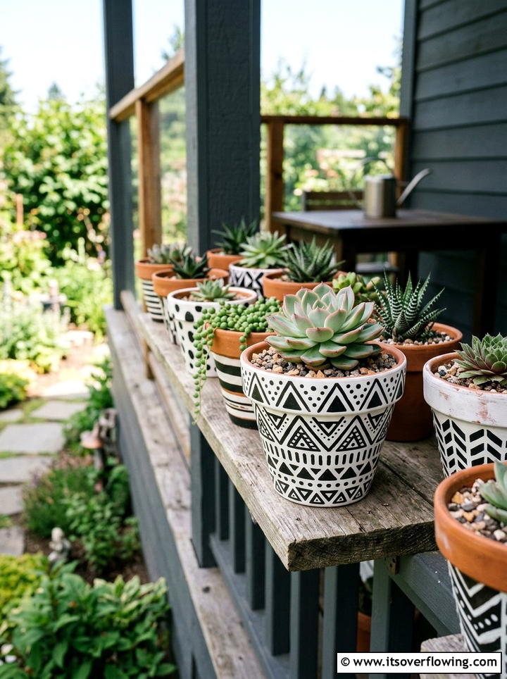 Painted Terracotta Pots - 25 front porch decor ideas on a budget