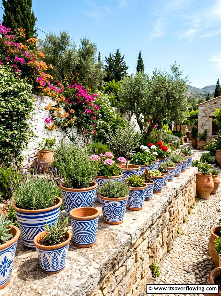 Painted Terracotta Pots - 25 small garden ideas on a budget