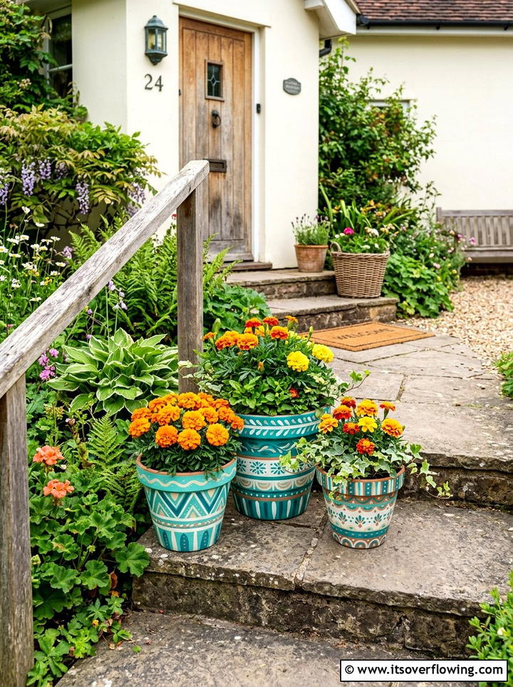 Painted Terracotta Pots - 25 cheap garden ideas with curb appeal upgrades