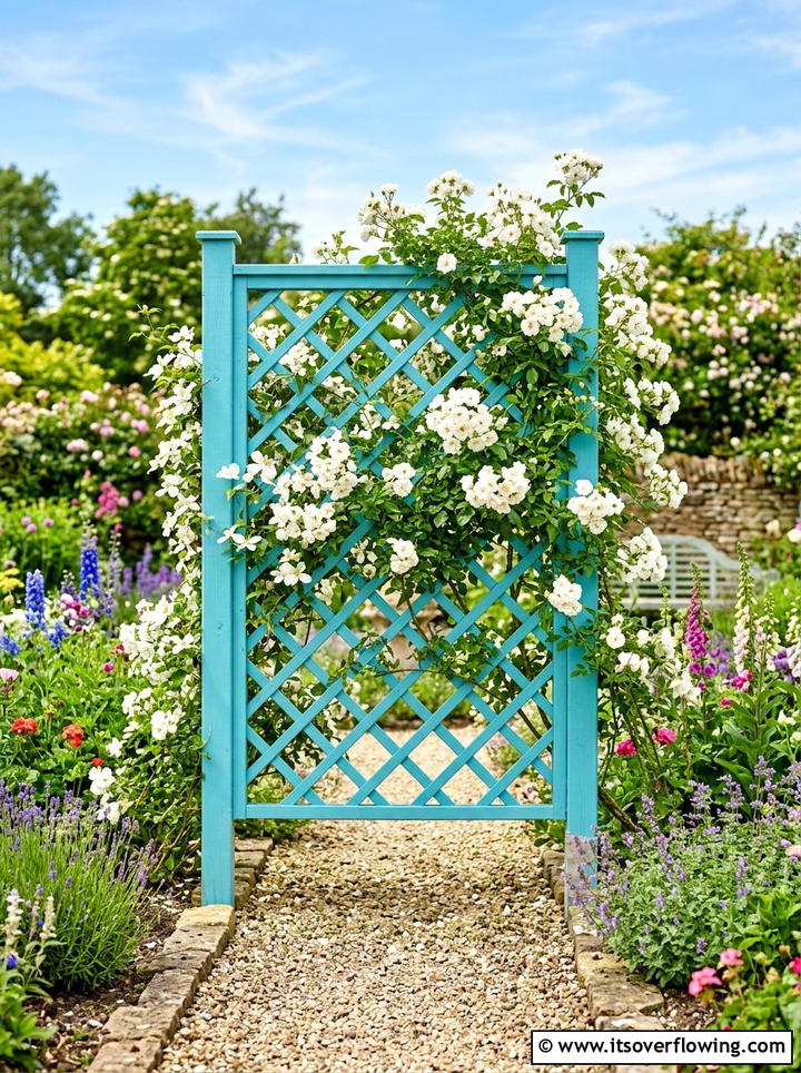 Painted Trellis For Colorful Garden - 25 small garden ideas with trellis