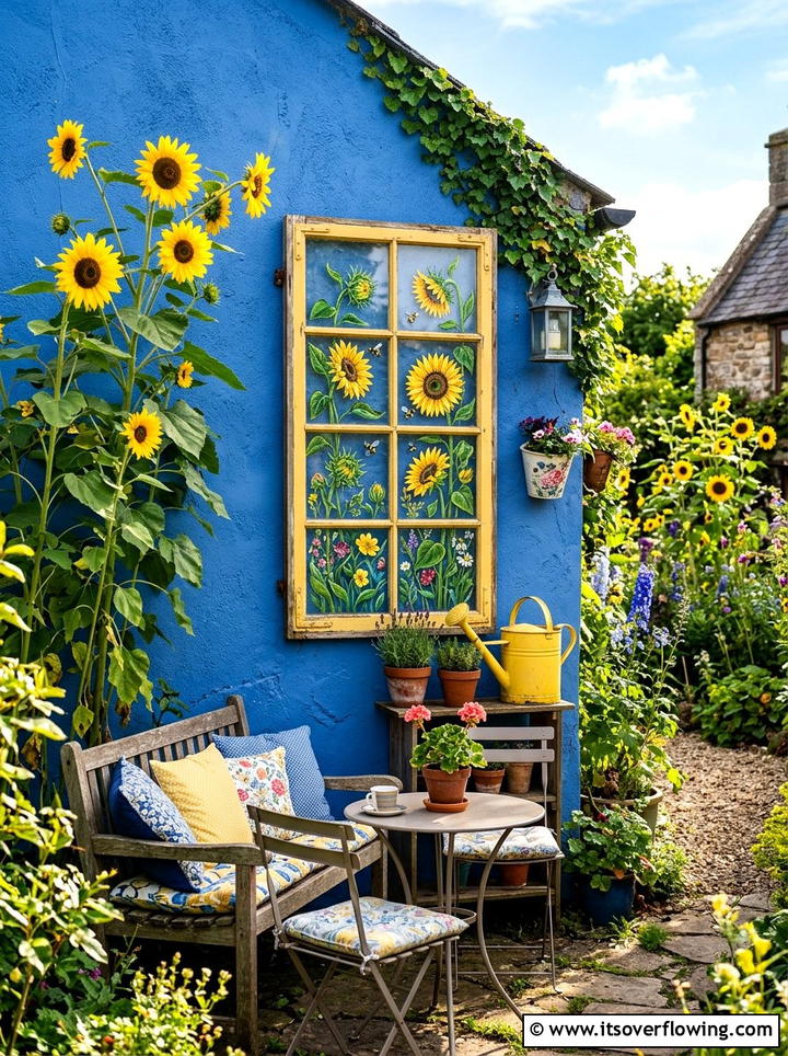 Painted Window Frame Art - 25 garden decor ideas with old windows