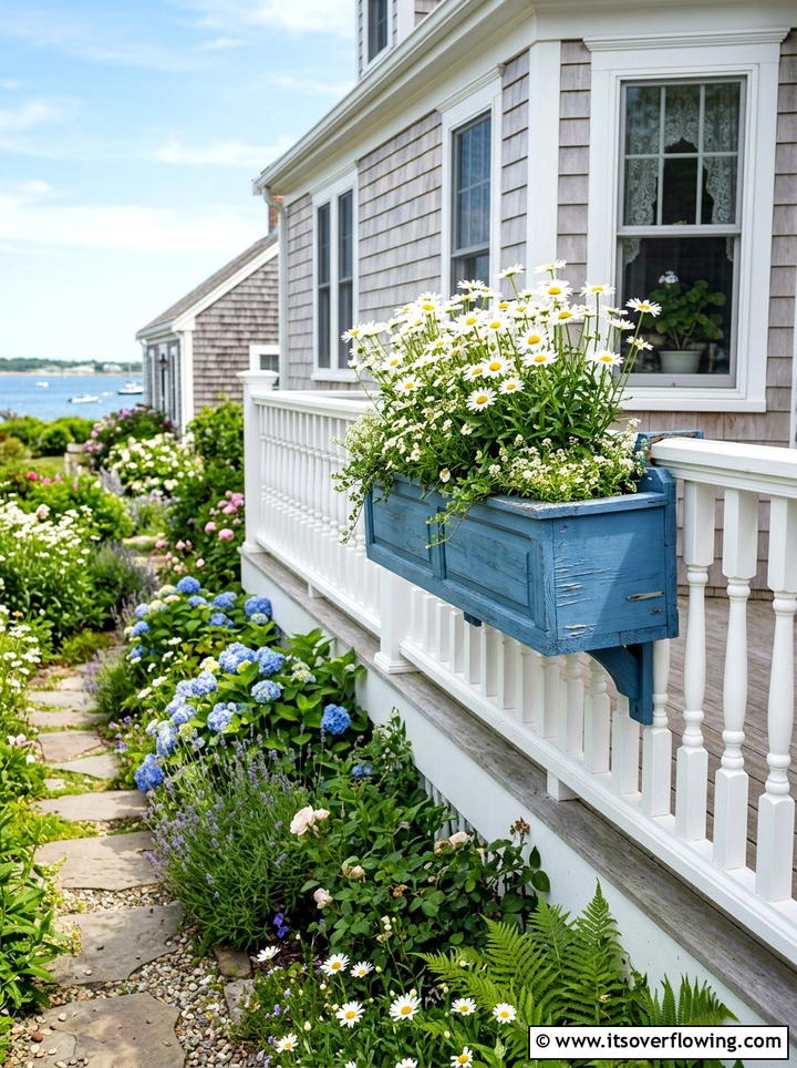 Painted Wood Flower Box - 25 garden decor ideas with wooden planters