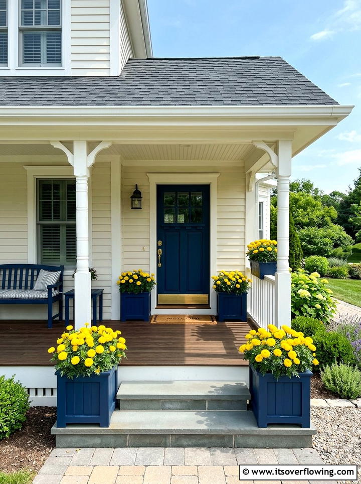 Painted Wooden Planters - 25 front porch ideas with planters
