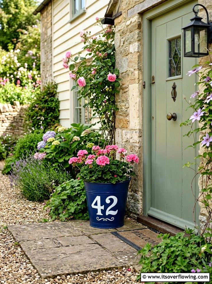 Painted bucket house numbers - 25 upcycled garden ideas with old buckets