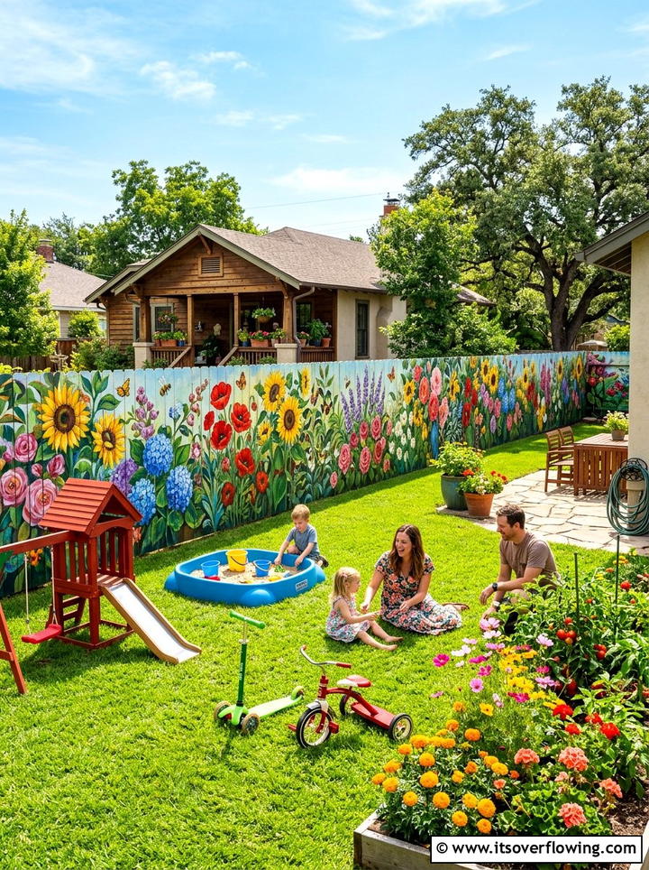 Painted mural fence - 25 backyard ideas with fence