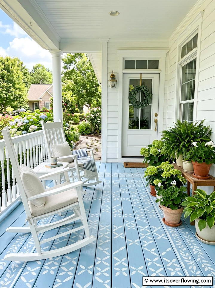 Painted porch floor - 25 front porch ideas with pops of color