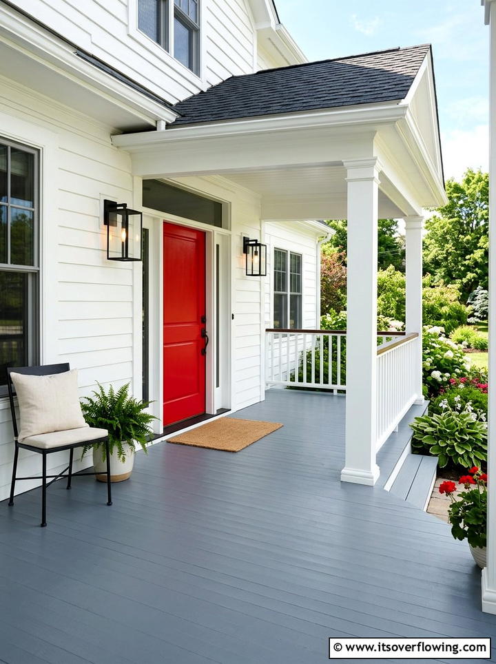 Painted porch floor - 25 front porch ideas with concrete floor