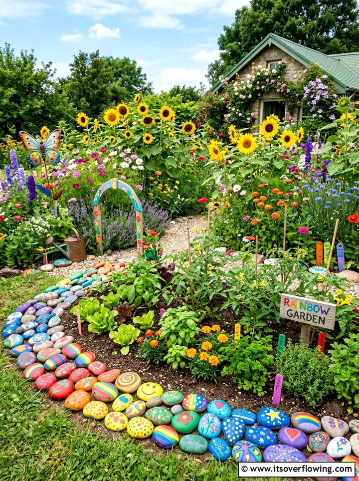 Painted rock edging - 25 garden ideas with garden edging